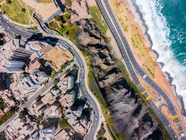 A Pacific beach and coastline in Peru, warm in the coastal summer